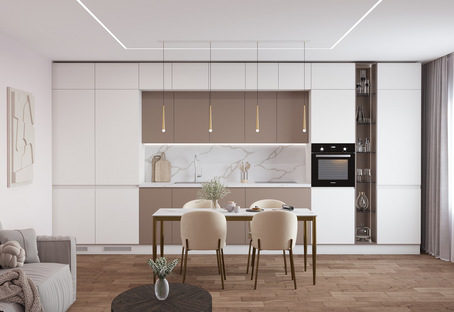 Кухонная мебель для открытой планировки: идеи и решения